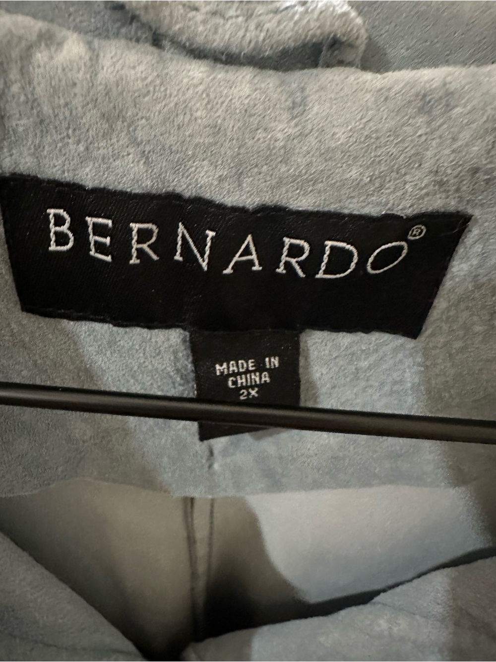 Bernardo Genuine Suede Leather Jacket 2X Powder Blue Button Front - Picture 4 of 6